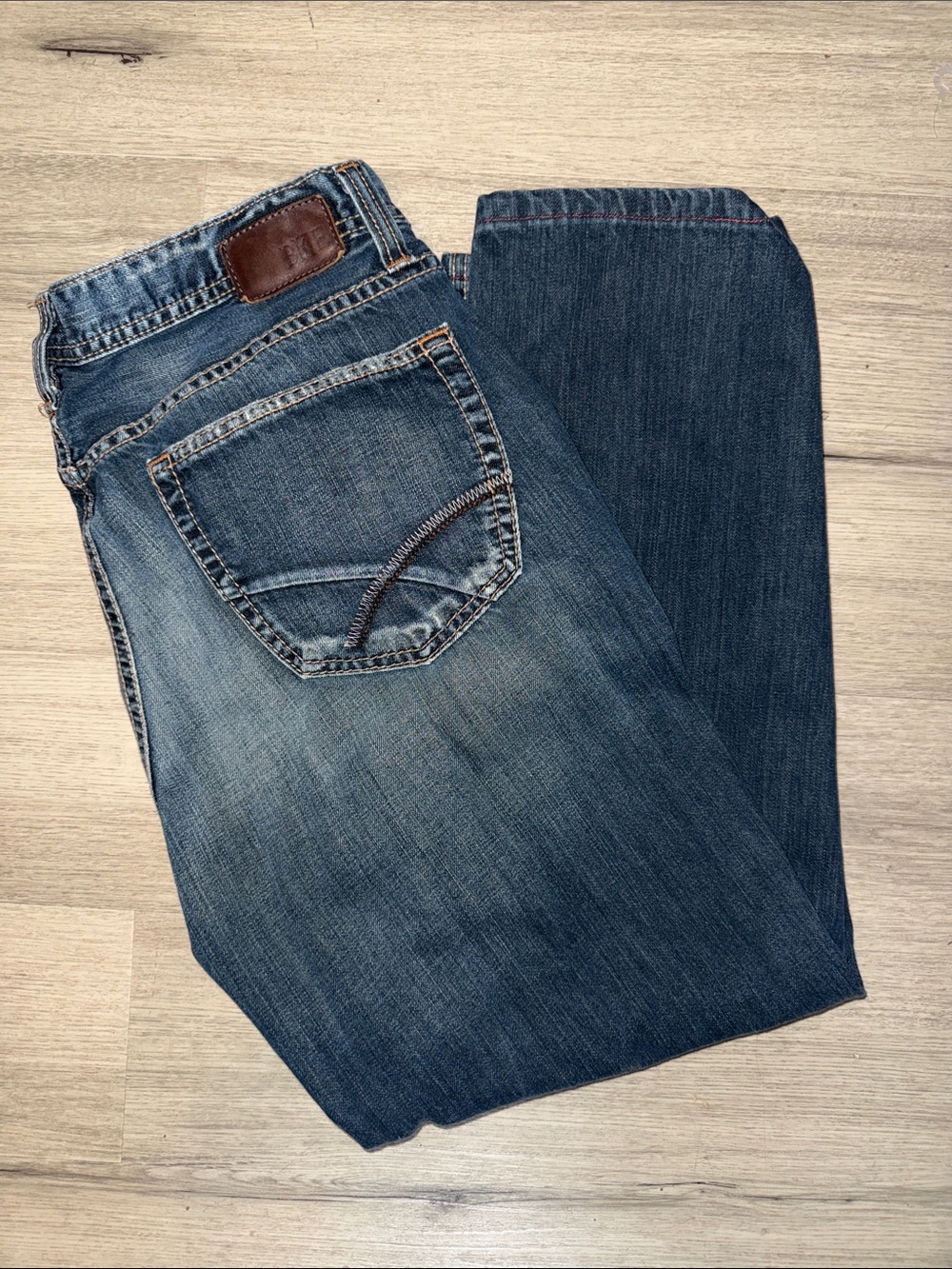 BKE Tyler Mens Straight Leg Blue Jeans Medium Wash 38x32 Made in USA Cotton